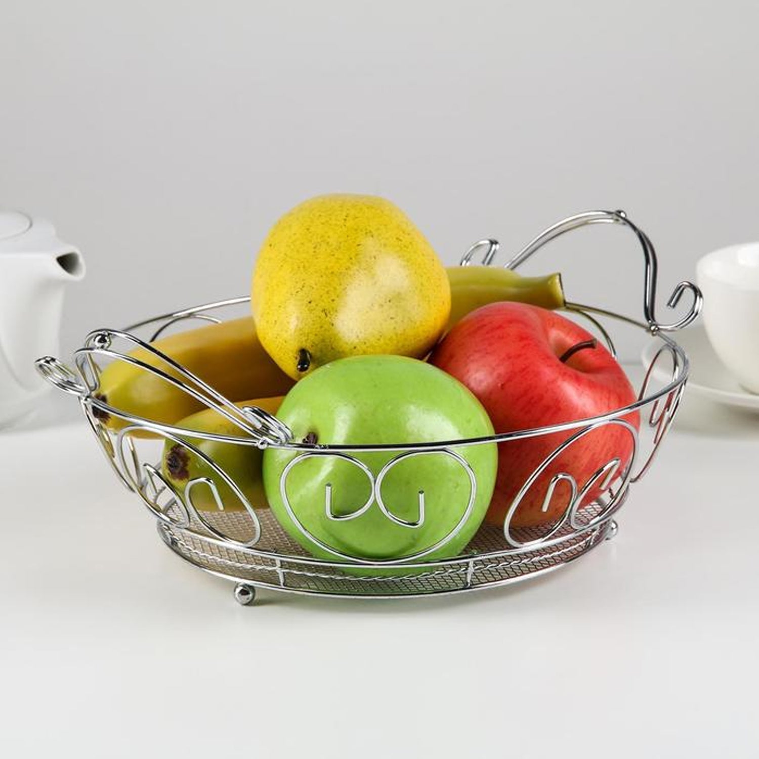 5138 Multipurpose Stainless Steel Modern Folding Fruit and Vegetable Basket (Silver, 8 Shapes) 