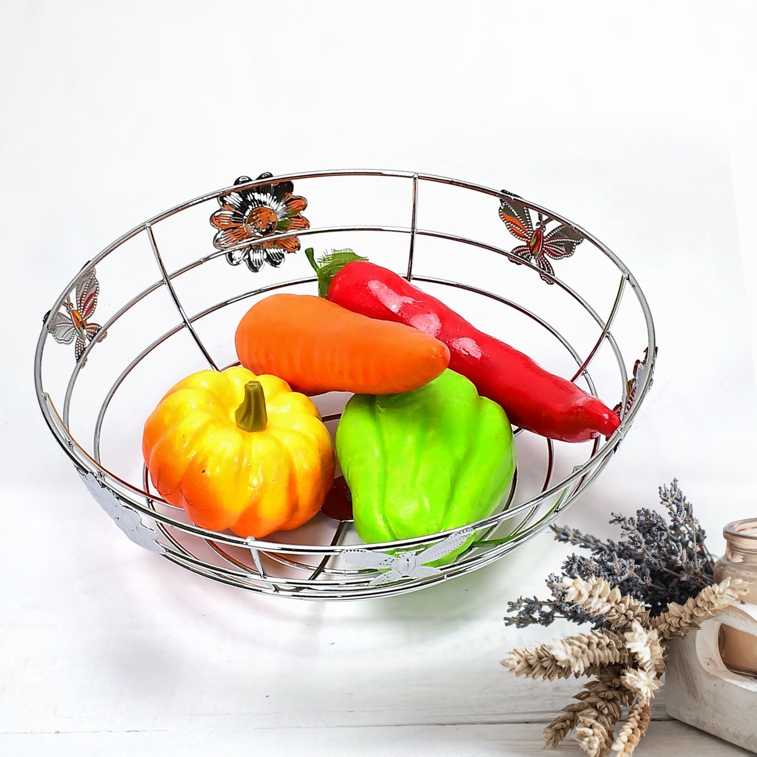 5175 Stainless Steel Multipurpose Fruit Bowl and Vegetable Basket for Kitchen, Dining Table Use 