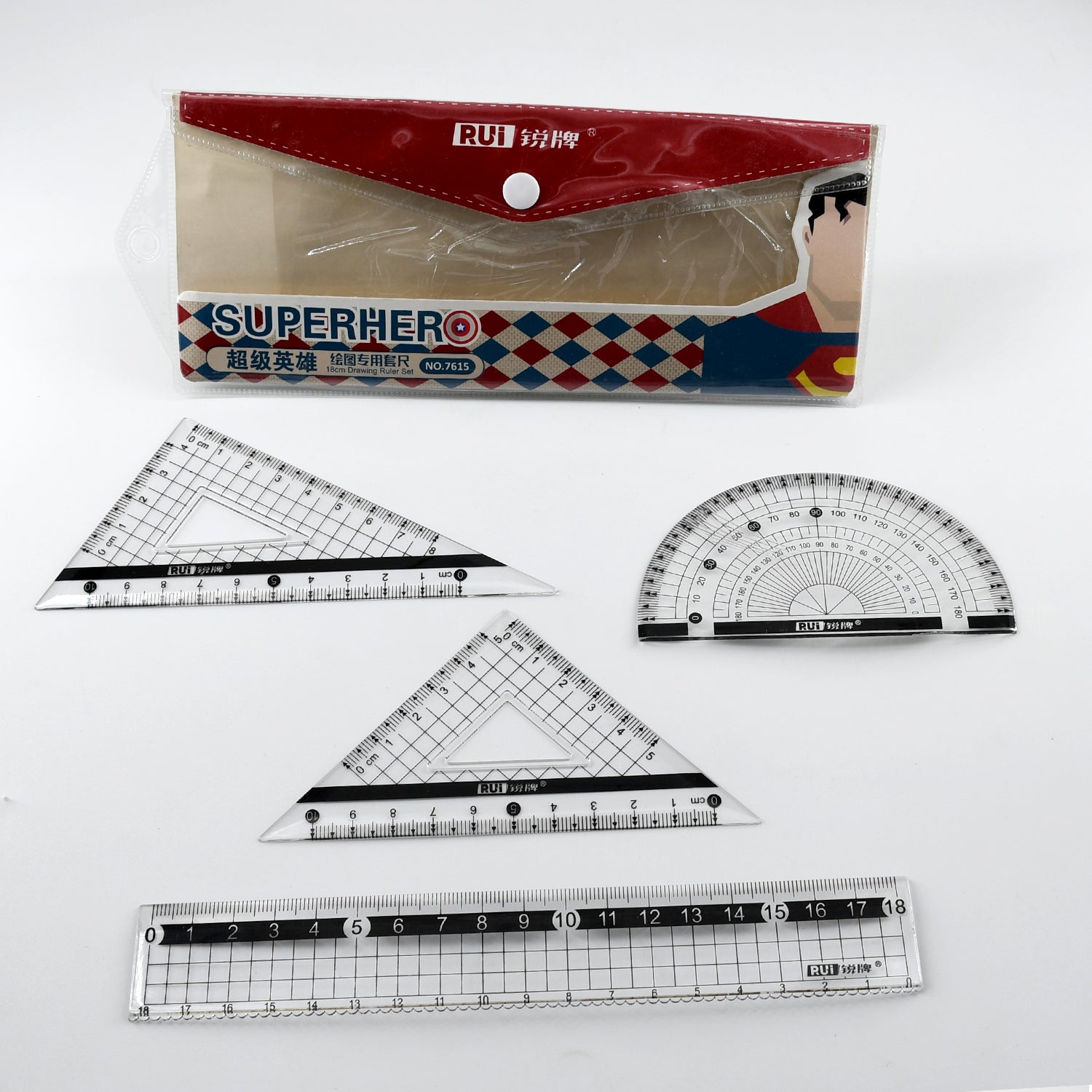 7917 4 Pcs/1 Set Geometry Ruler Straight Ruler Math Ruler Set School Rulers Kid Rulers Student Rulers 4 Piece Set Triangular Ruler Plastic Ruler Student Wave Clear Measuring Tools 