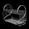 7670 Kitchen Dish Cup Drying Rack 2 Tier Drainer Dryer Tray Cutlery Holder Organizer 59cm 