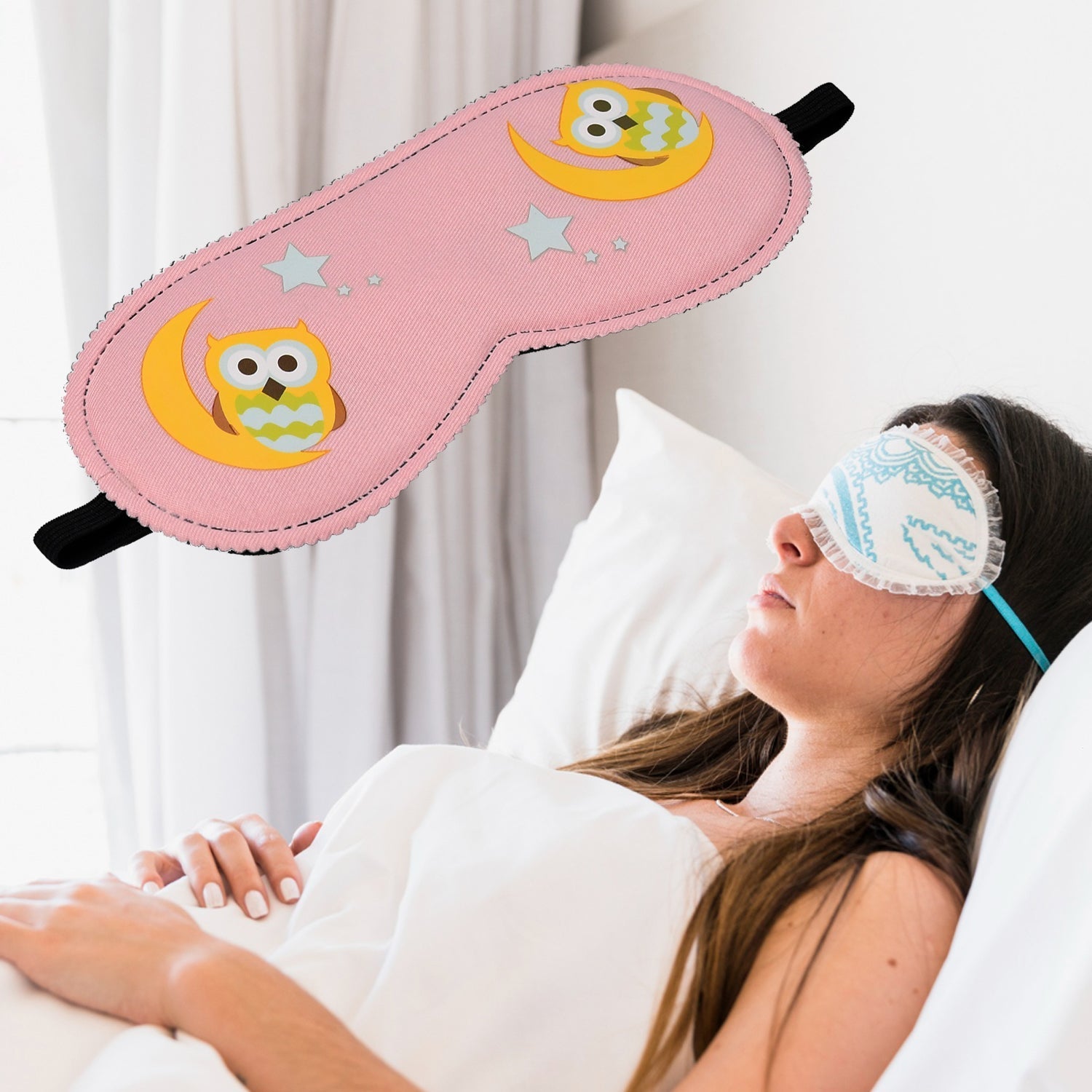 7365  SLEEPING MASK LIGHTWEIGHT COTTON FABRIC BLINDFOLD SOFT EYE MASK SUPER NEW PREMIUM EYE MASK (1 PC) 