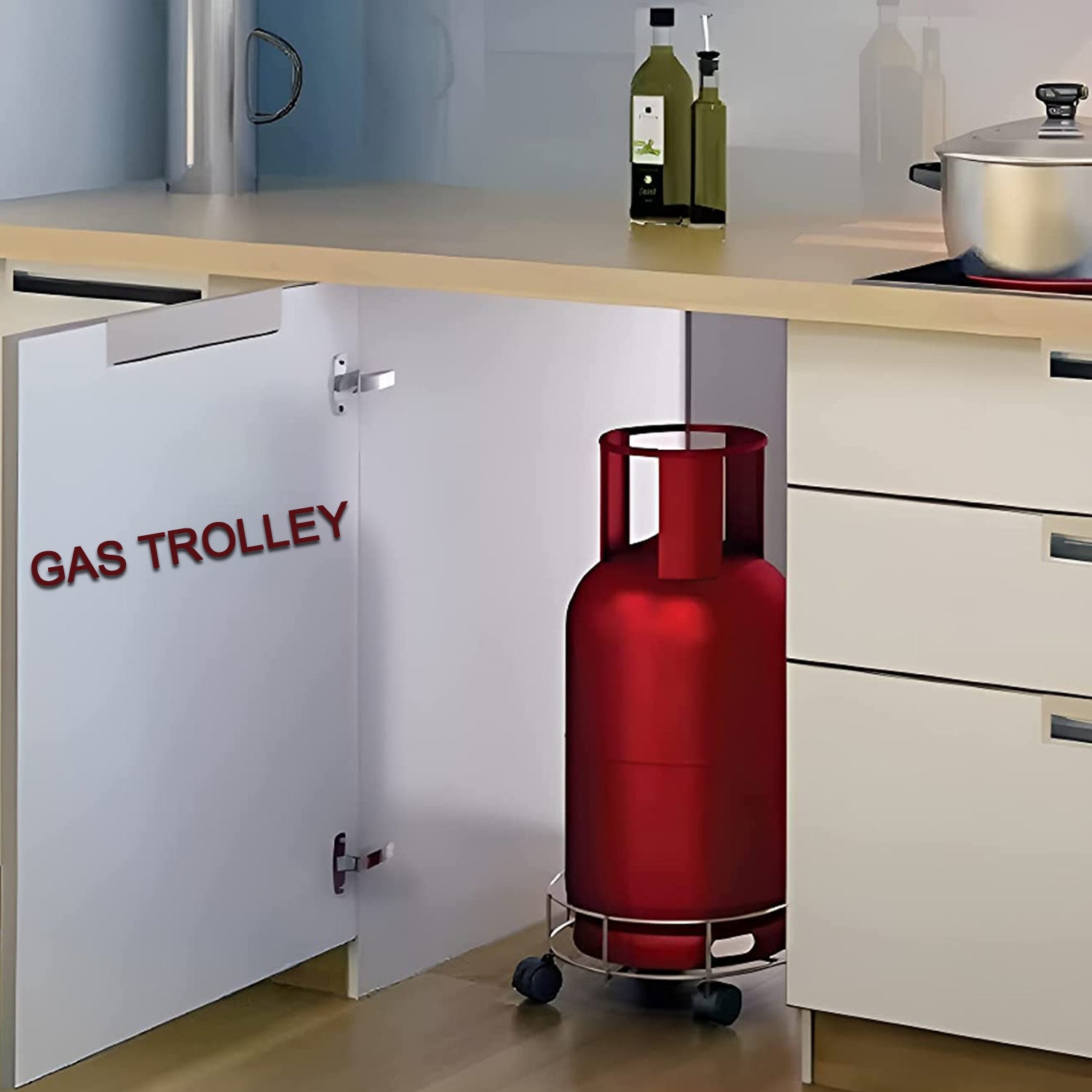 5197 Gas Trolly Steel Heavy Duty Gas Trolly For Kitchen Use 