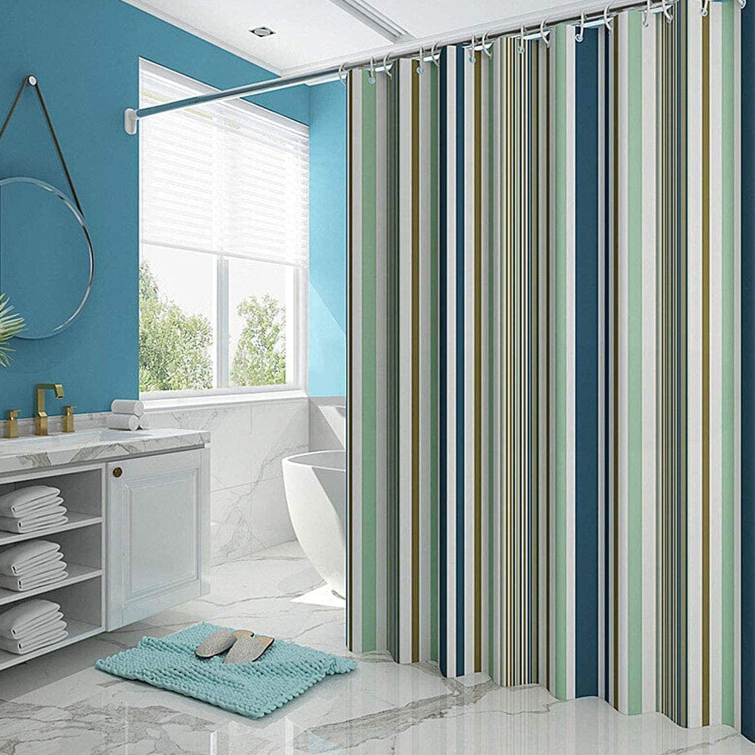 6718 Bright Vertical Stripes in The Shower Curtain (180x220cm) 