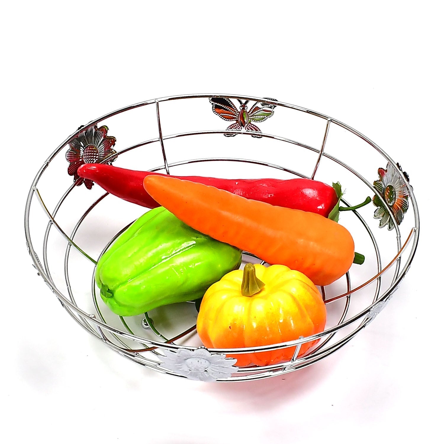 5175 Stainless Steel Multipurpose Fruit Bowl and Vegetable Basket for Kitchen, Dining Table Use 