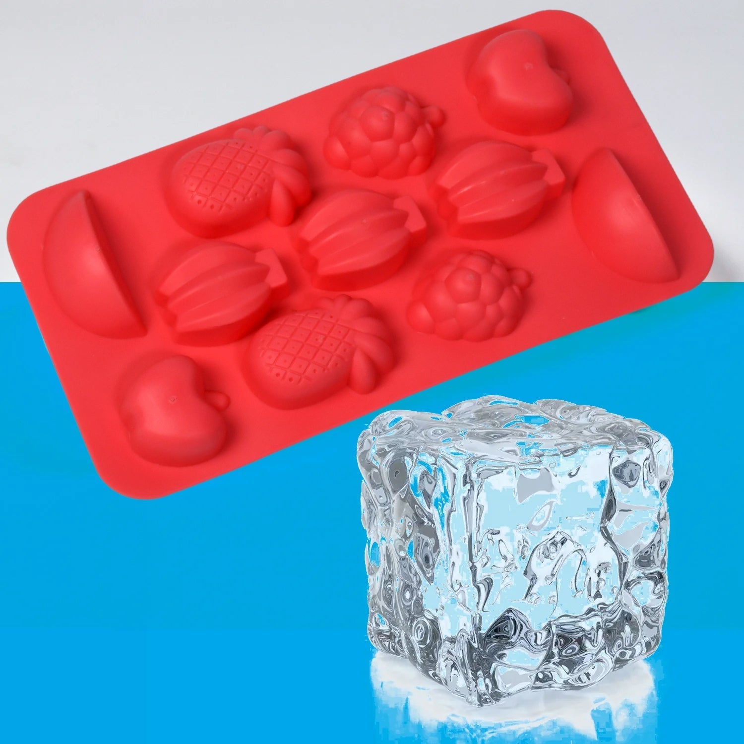 5354  Fruit Theme Silicone Fondant Mold Ice Cube Mold Chocolate Mold 11 Cavity Mold Tray for Home Kitchen Tool 