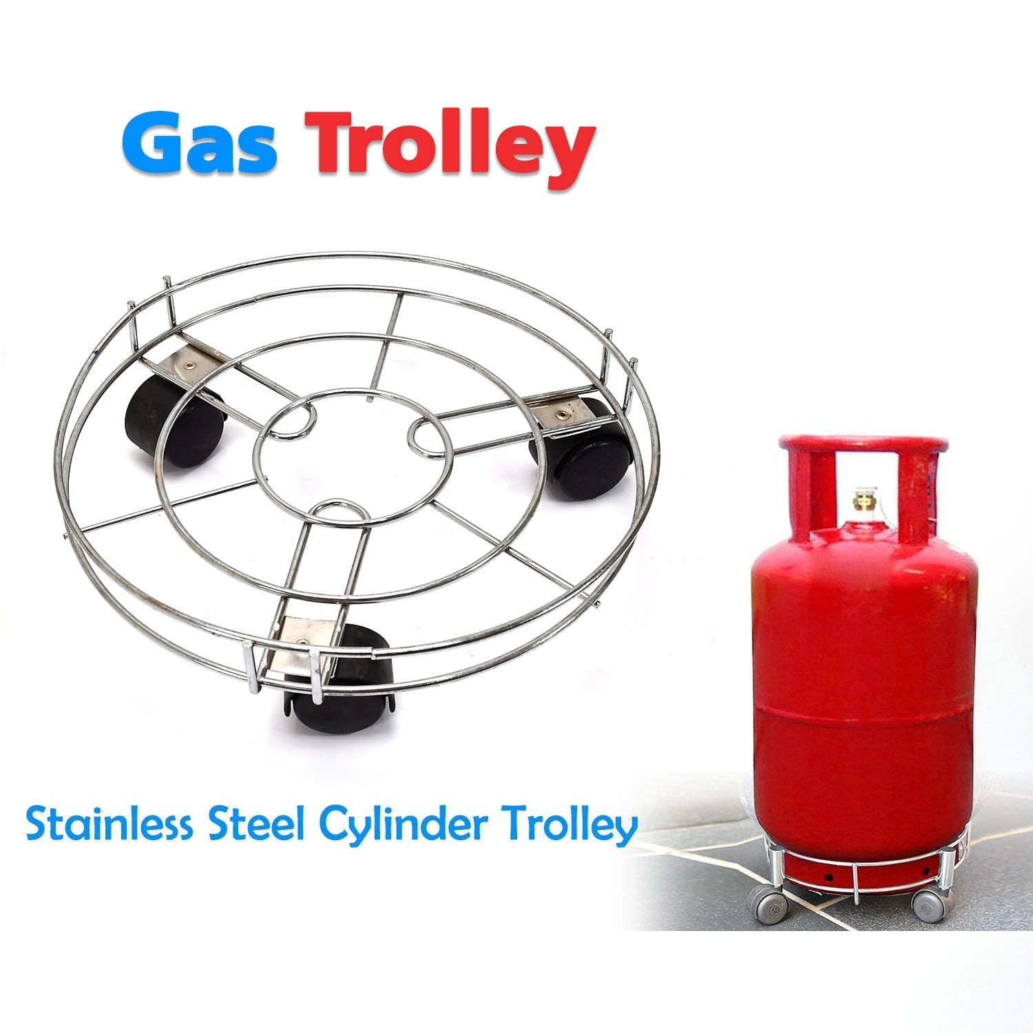 5197 Gas Trolly Steel Heavy Duty Gas Trolly For Kitchen Use 