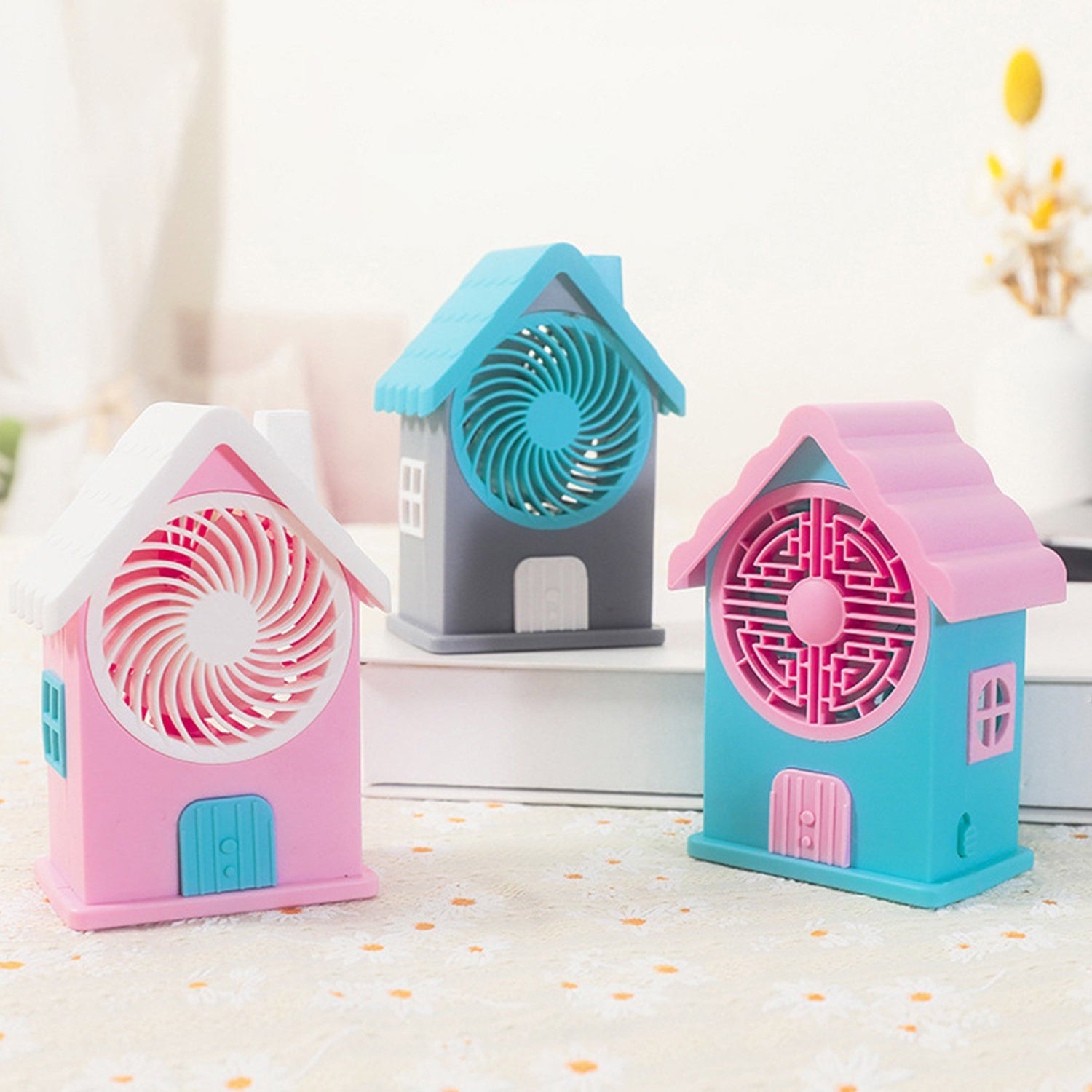 4799 Mini House Fan House Design Rechargeable Portable Personal Desk Fan For Home , Office & Kids Use 