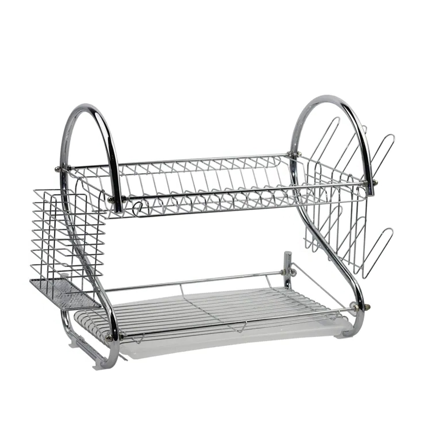 7668 Stainless Steel Drain Bowl Storage Rack Holder Plate Dish Cutlery Cup Rack with Tray Kitchen Shelf Stand 