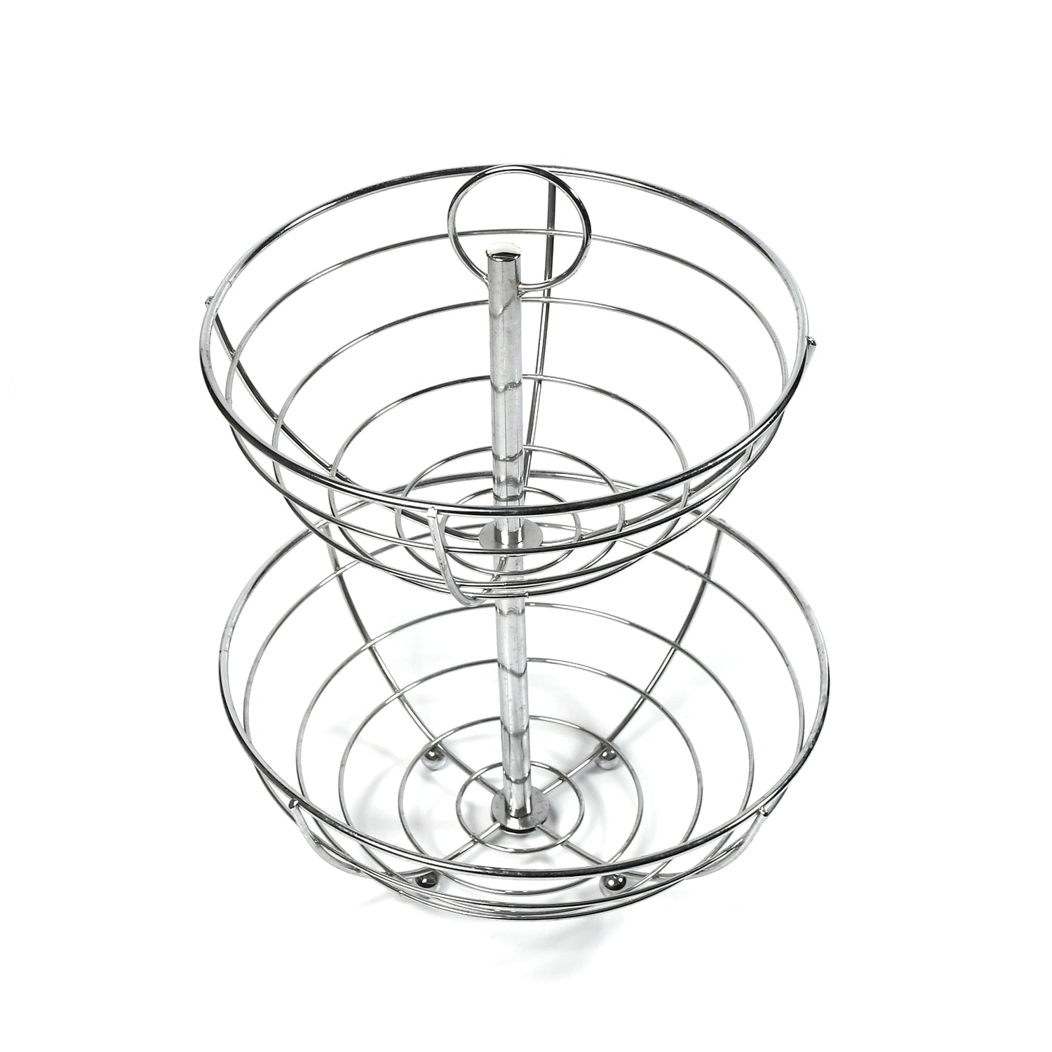 5224  2 Tier Steel Fruit Basket Bowl Fruit Bread Organizer Storage Holder Stand with Modern Design for Gift Home Party 