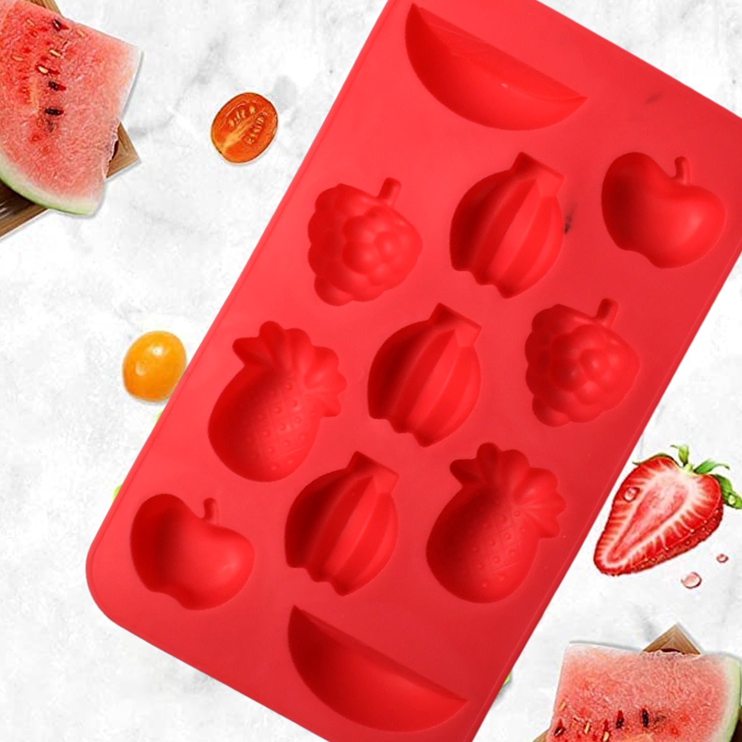 5354  Fruit Theme Silicone Fondant Mold Ice Cube Mold Chocolate Mold 11 Cavity Mold Tray for Home Kitchen Tool 