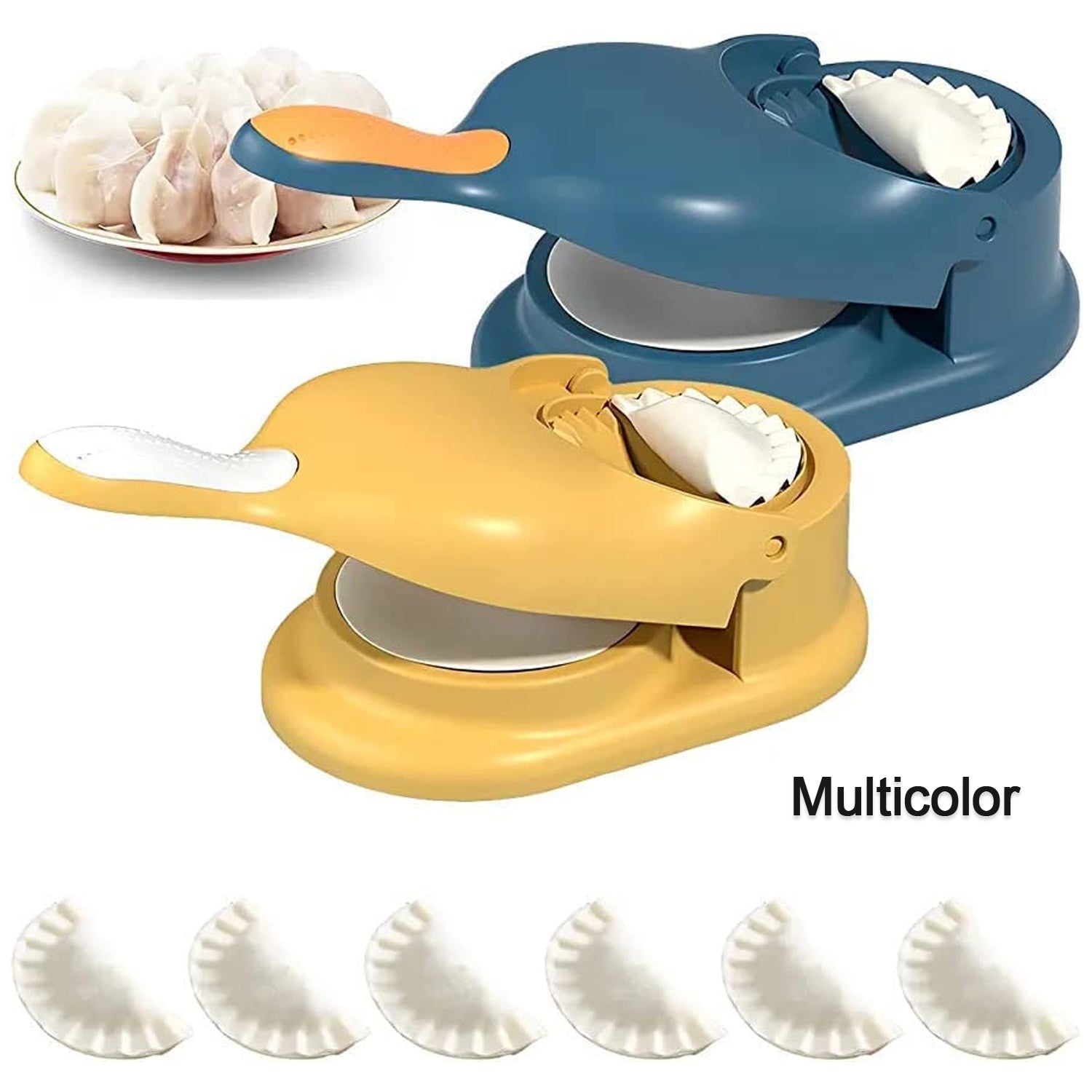 5289A Momos Maker Machine, Dumpling Skin Press Mould for Gujiya Ghughra Momos Making, 2 in 1 Dumpling Maker Mould Machine, Kitchen Dumpling ( Color Box ) 