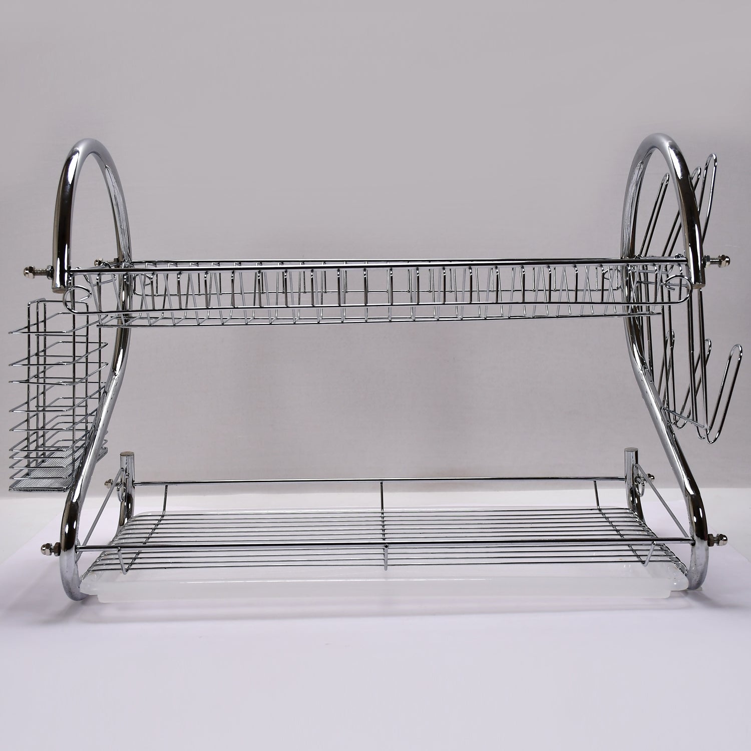 7670 Kitchen Dish Cup Drying Rack 2 Tier Drainer Dryer Tray Cutlery Holder Organizer 59cm 