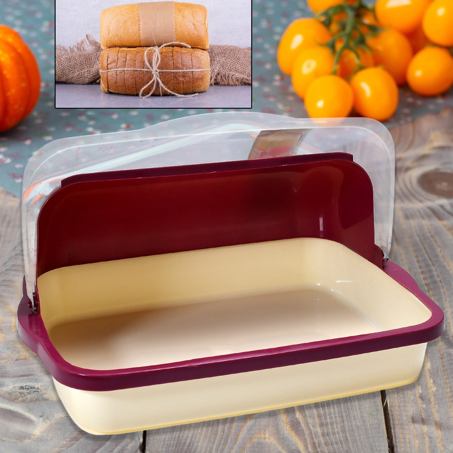 5200 Big Bread Box with Moving Lid | Semi Transparent | Food Grade BPA Free | Freezer Microwave Oven Dishwasher Safe | Breads Sandwich cakes 