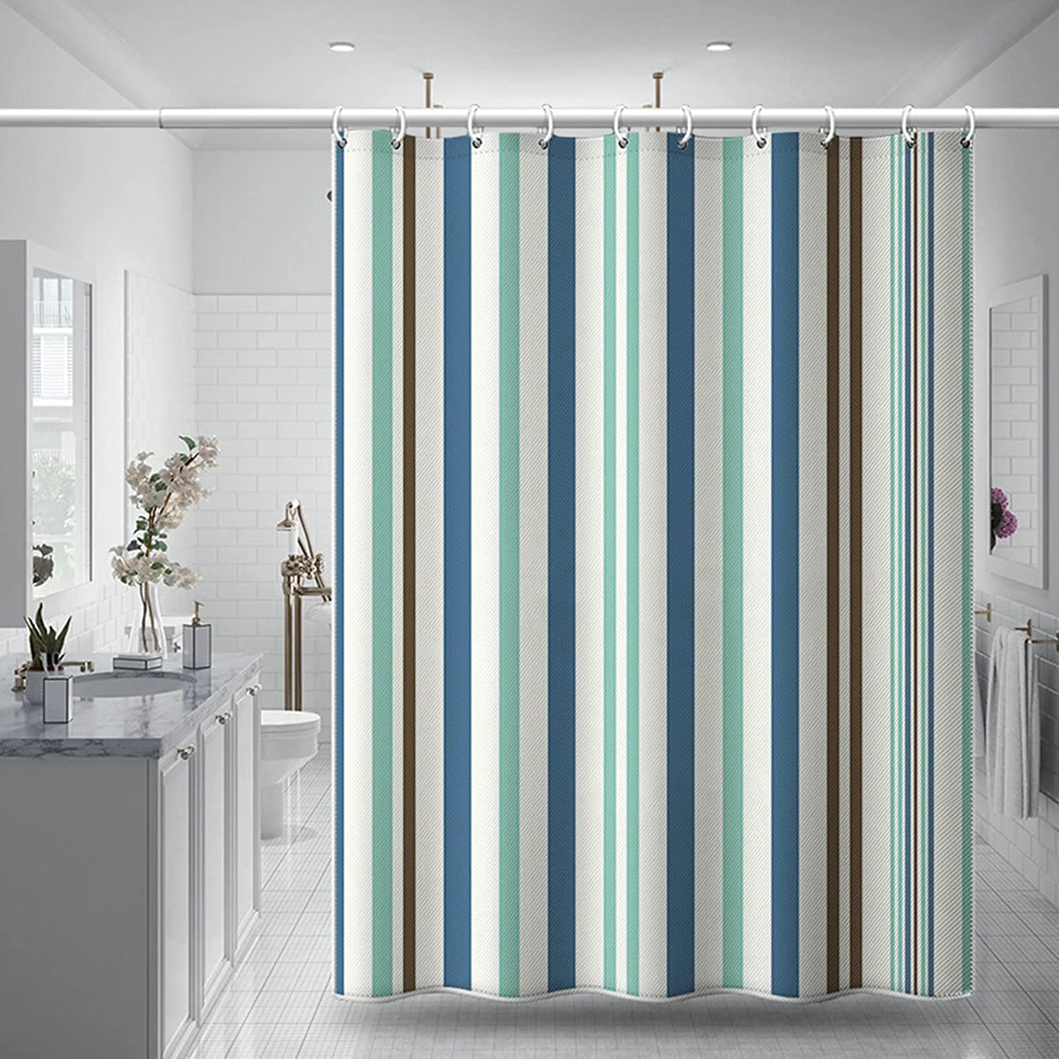 6718 Bright Vertical Stripes in The Shower Curtain (180x220cm) 