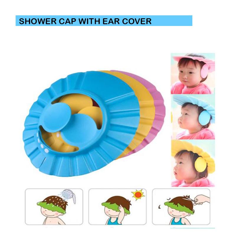 0378 Adjustable Safe Soft Baby Shower cap Save Karo