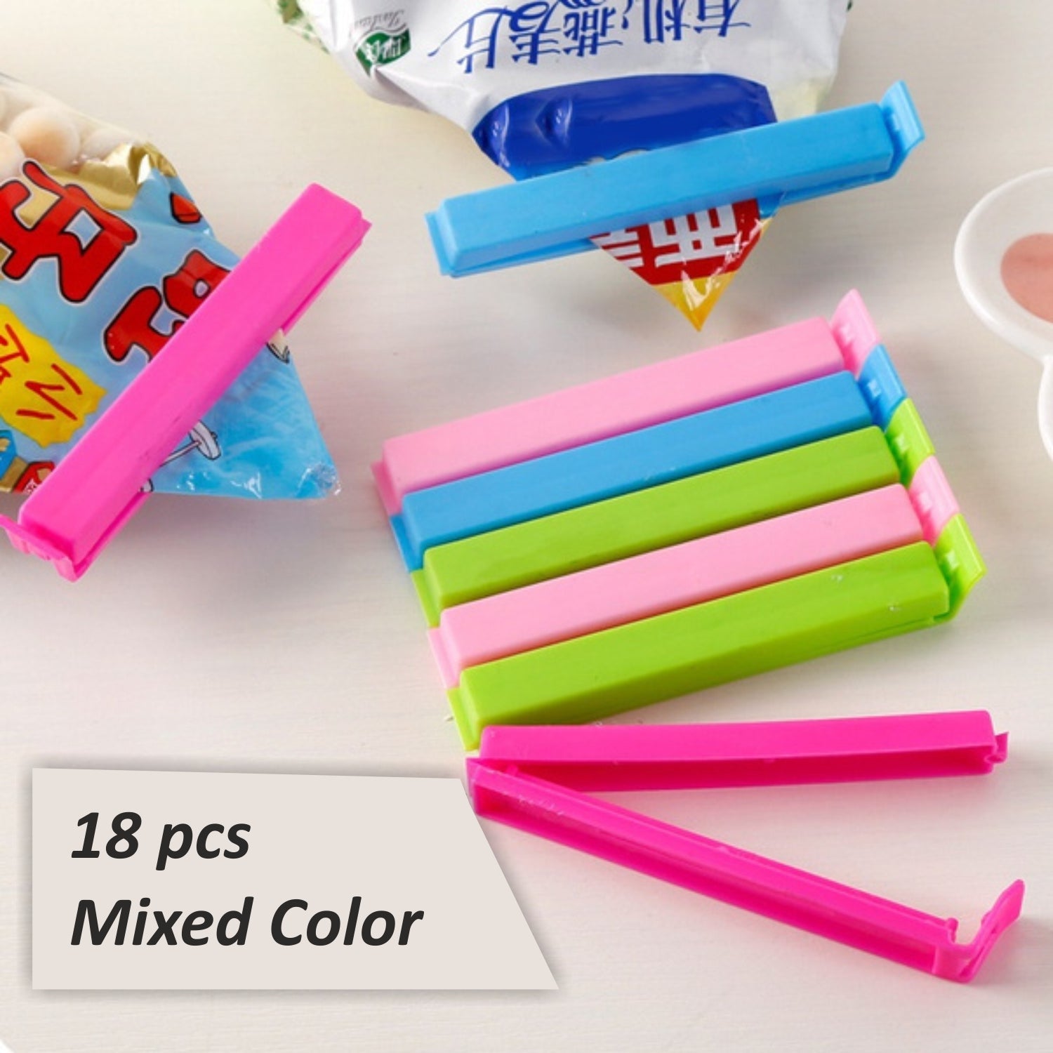 7028 Multipurpose Food Snack Plastic Bag Clip Sealer (Multicolor) -18pc 