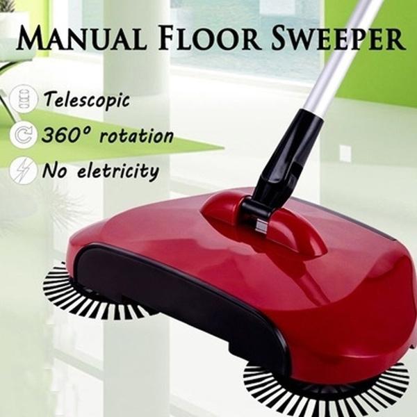 220 Sweeper Floor Dust Cleaning Mop Broom with Dustpan 360 Rotary 