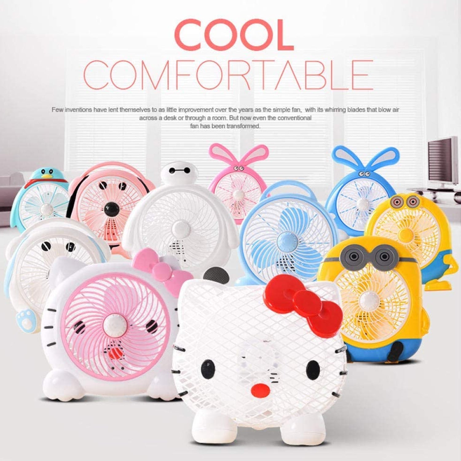 6464 plastic cute mini  cartoon electric usb fan desk fan for children 