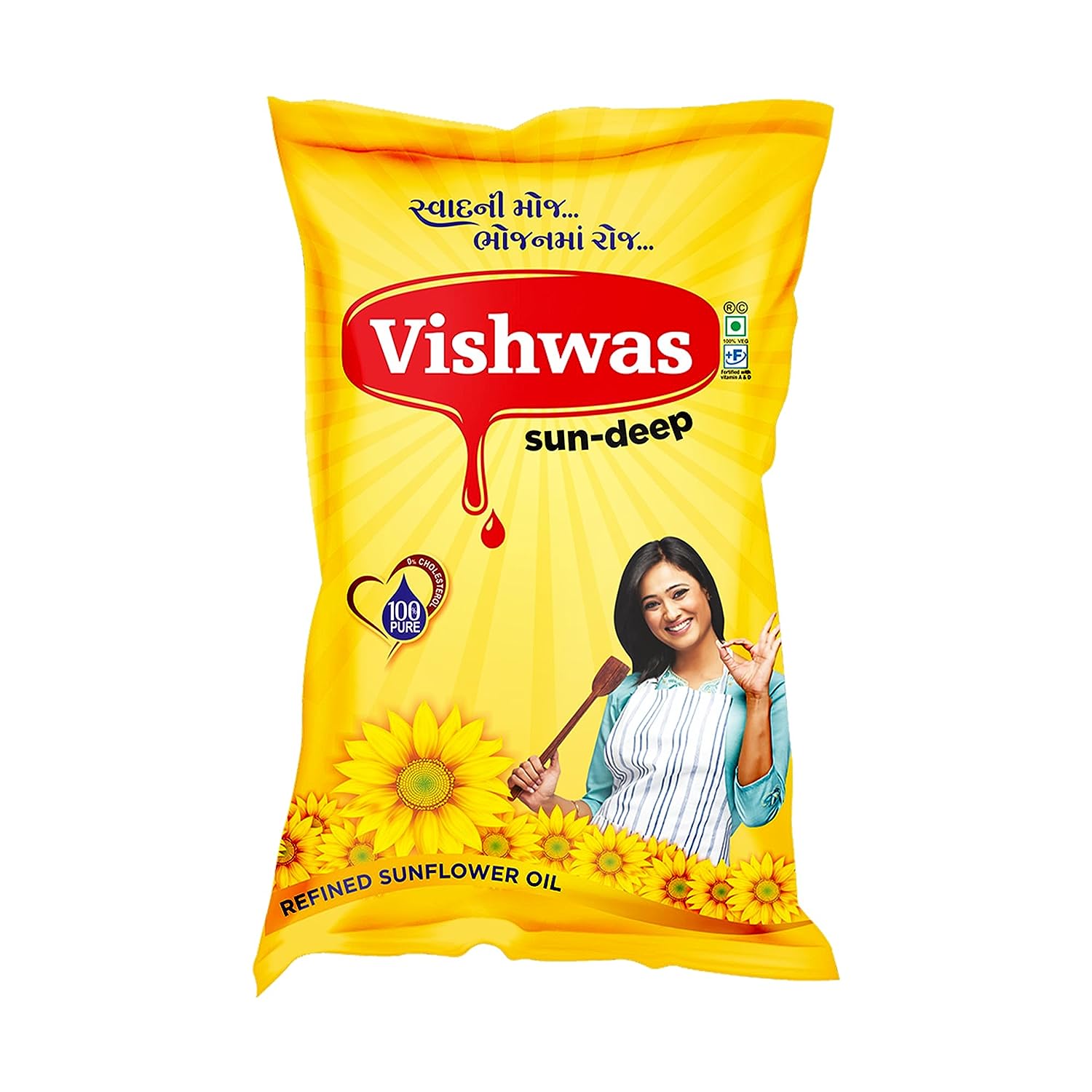 5994A Vishwas Sunflower Oil Jar & Pouch | Refined Sunflower Oil 100% Natural and Pure Sunflower Cooking Oil