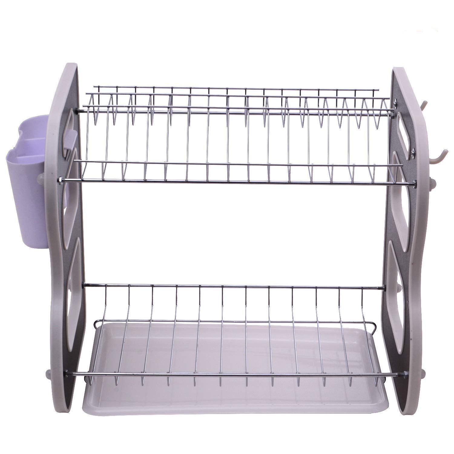 7792 DISH DRAINER TWO LAYER DISH DRYING RACK WITH DRAIN BOARD