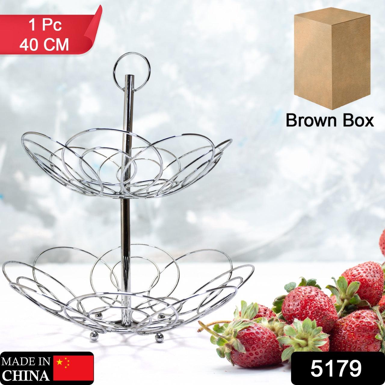 5179 2Tier Fruit Bowl Steel 40cm For Kitchen Use 